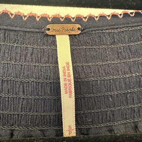 Free People Wind Willow Mini Dress Black Embroidered Boho Peasant Tunic Tassels - Picture 3 of 9